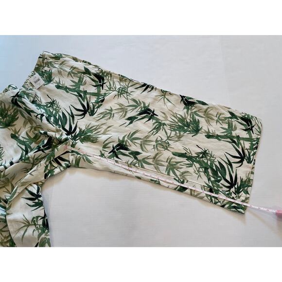 NWT J. Jill Linen Blend Barley Palm Bamboo Tropical Wide Leg Cropped Pants LP - Picture 14 of 15